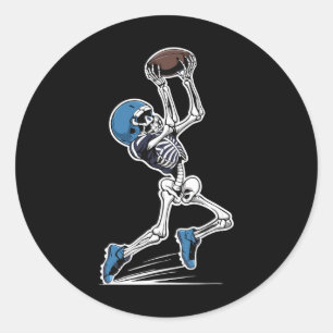 Skeleton Football Halloween Men Boys Women Footbal Classic Round Sticker