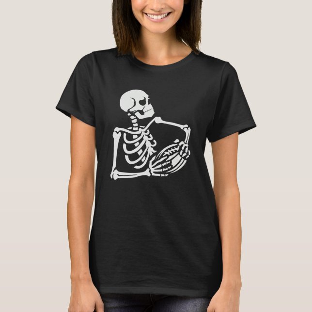 Skeleton Football Player Lazy Halloween Costume Sk T-Shirt (Front)