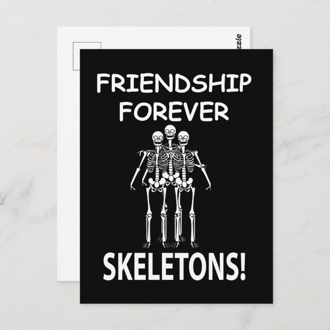 Skeleton Friendship Forever Halloween Skeleton Postcard (Front/Back)