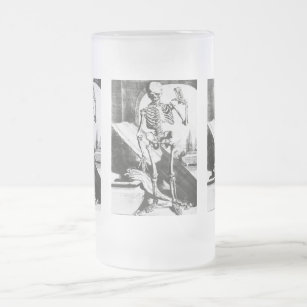 Skeleton from Anatomia Humani Corporis Frosted Glass Beer Mug