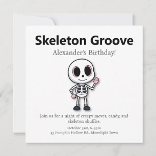 Skeleton Fun   Halloween Birthday Party Holiday Card