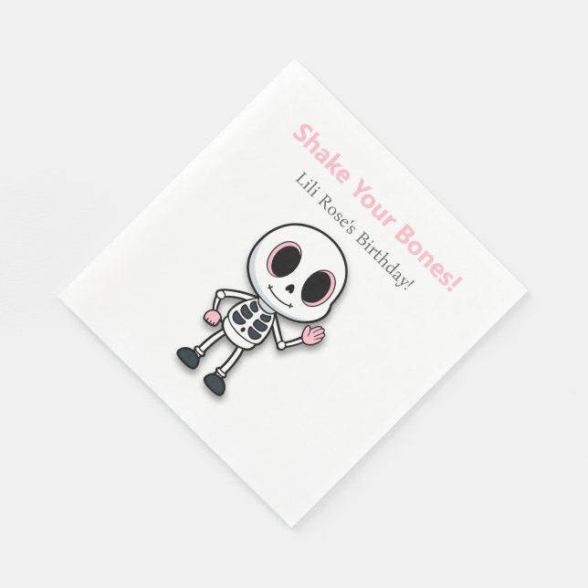 Skeleton Fun | Halloween Birthday Party Napkin (Corner)