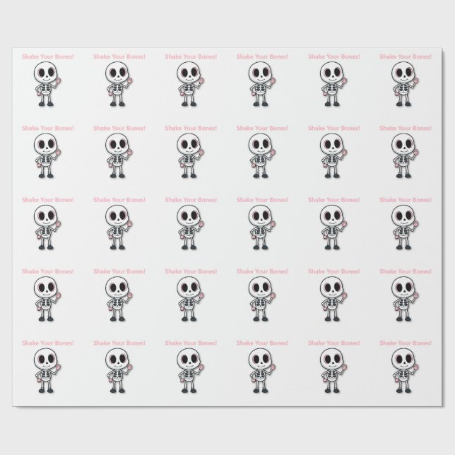 Skeleton Fun | Halloween Birthday Party Wrapping Paper (Flat)