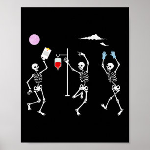 Skeleton Funny Nurse Skeleton Halloween Healthcare Poster