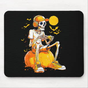 Skeleton Gamer Funny Video Gaming Halloween Boys M Mouse Pad