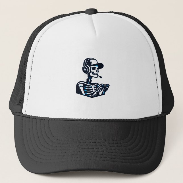 Skeleton Gamer Hat – Cool Skull Gaming Cap (Front)
