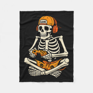 Skeleton Gamer Headphone Funny Halloween Gaming Bo Fleece Blanket