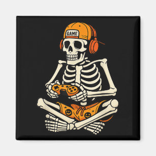 Skeleton Gamer Headphone Funny Halloween Gaming Bo Magnet