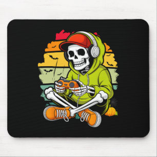 Skeleton Gamer Lazy Halloween Costume Cool Video-g Mouse Pad