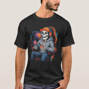 Skeleton Gamer Play Video Games In A Gaming Chair T-Shirt