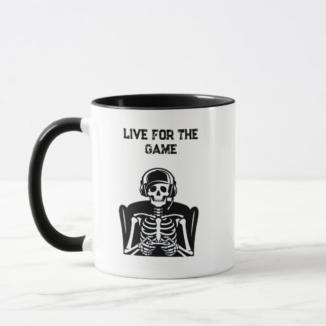 Skeleton Gamer with Headset – Cool Gaming Mug (Left)