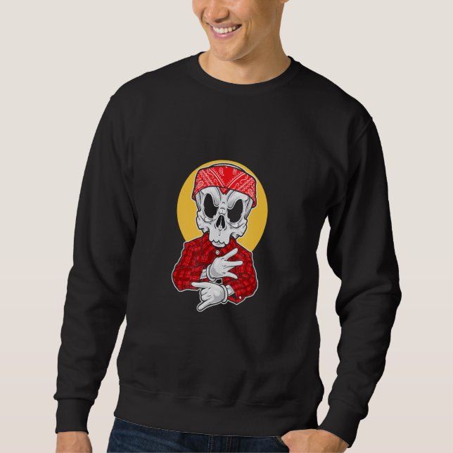 Skeleton Gangsta With Bandanna Sweatshirt (Front)