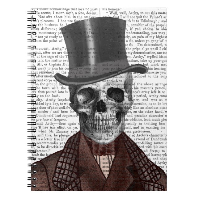 Skeleton Gentleman and Top hat Spiral Notebook (Front)