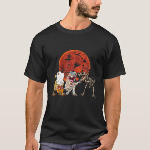 Skeleton Ghost Mummy Dinosaur T Rex Halloween Kids T-Shirt