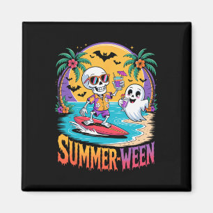Skeleton Ghost Spooky Beach Holiday Summer Party S Magnet