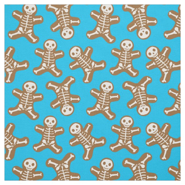 Skeleton Gingerbread Man Pattern Fabric (Swatch)