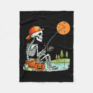 Skeleton Girl Drinking Coffee Peace Sign Graphic F Fleece Blanket