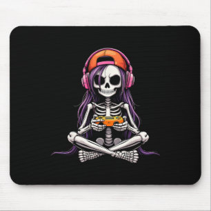 Skeleton Girl Gamer Funny Halloween Costume Spooky Mouse Pad