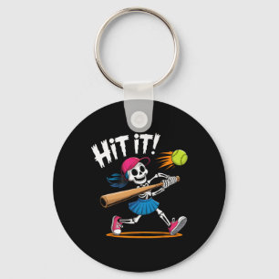 Skeleton Girl Hit It Softll Halloween Costume  Key Ring