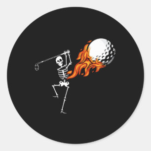 Skeleton Golf Funny Halloween Costume Golfing Spor Classic Round Sticker