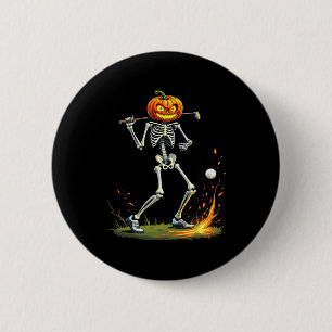 Skeleton Golf Funny Halloween Pumpkin Golfing Golf 6 Cm Round Badge