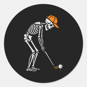 Skeleton Golf Halloween Golfer Costume Dad Mens Bo Classic Round Sticker