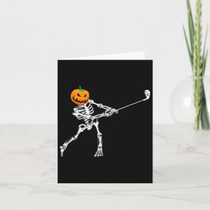 Skeleton Golf Halloween Pumpkin Golfing Golfer Card