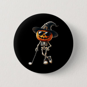 Skeleton Golf Pumpkin Golfing Golfer Halloween Cos 6 Cm Round Badge