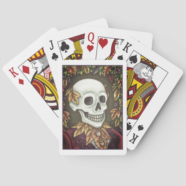 SKELETON, GOTH GENTLEMAN SKULL, DEAD LEAF SOCIETY PLAYING CARDS (Back)