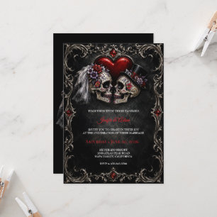 Skeleton Gothic Halloween Wedding Invitation