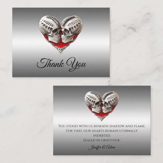 Skeleton Gothic Halloween wedding thank you Card (Front/Back)