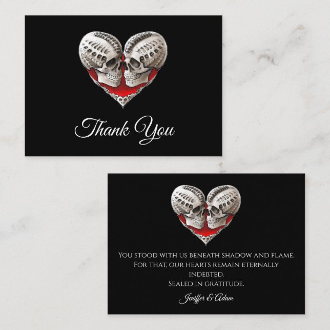 Skeleton Gothic Halloween wedding thank you Card (Front/Back)