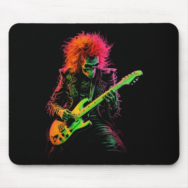 Skeleton Graphic Tee Playing Guitar Rock Band Hall Mouse Pad (Front)