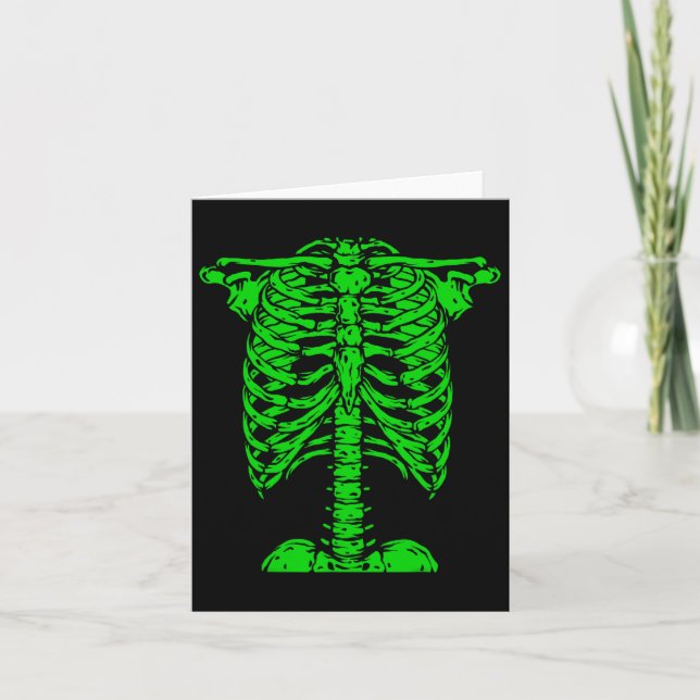 Skeleton Green Rib Cage Bone Costume Halloween Gra Card (Front)