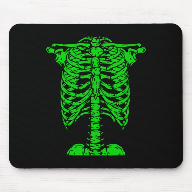 Skeleton Green Rib Cage Bone Costume Halloween Gra Mouse Pad (Front)
