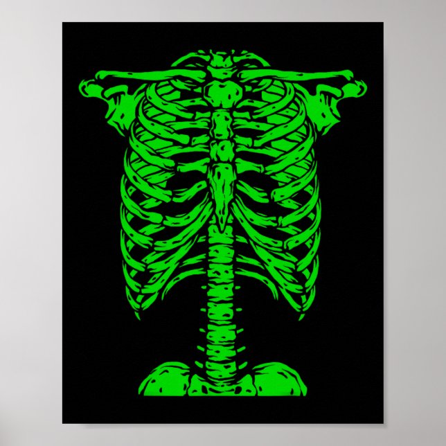 Skeleton Green Rib Cage Bone Costume Halloween Gra Poster (Front)