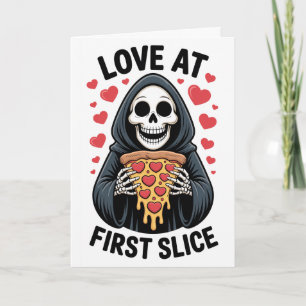 Skeleton Grim Reaper Pizza Love Valentine Card