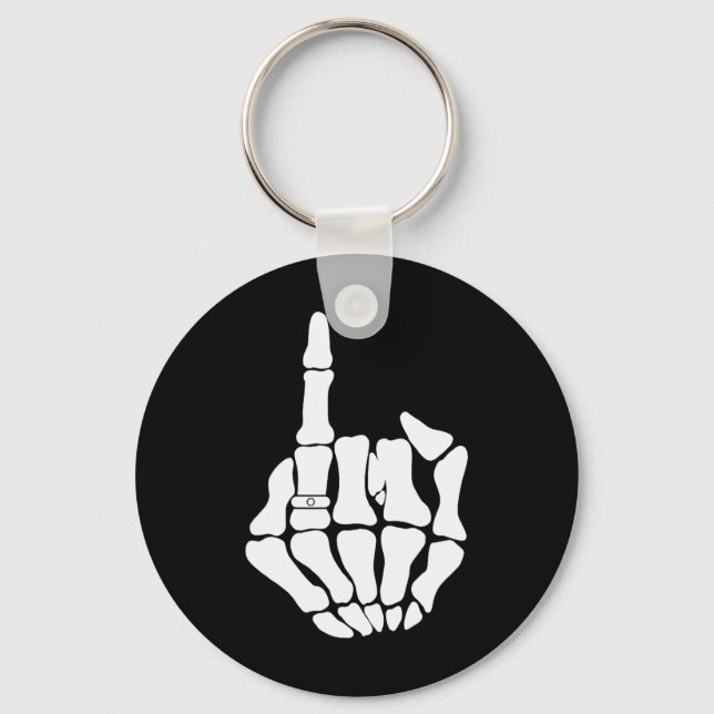 Skeleton Groom Wedding Just Married Spooky Gothic  Key Ring (Front)