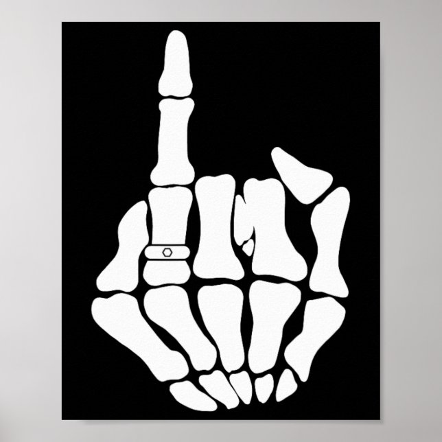 Skeleton Groom Wedding Just Married Spooky Gothic  Poster (Front)