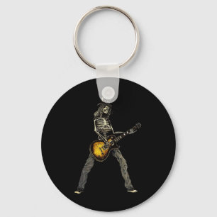 Skeleton Guitar Guy Spooky Happy Halloween Rock Ba Key Ring