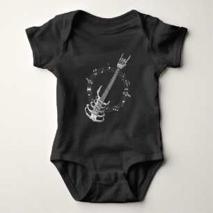 Skeleton Guitar Lover Rock Music Fan Baby Bodysuit