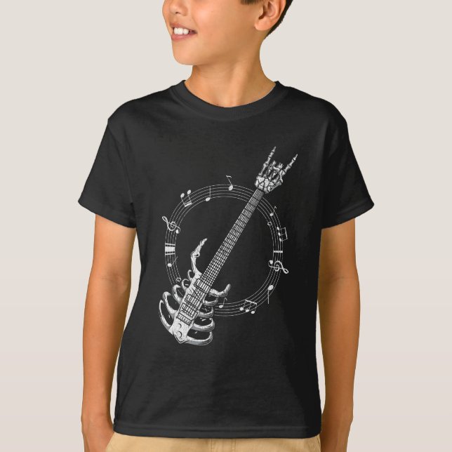 Skeleton Guitar Lover Rock Music Fan T-Shirt (Front)