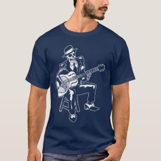 Skeleton Guitar Player Bluesman Vintage Blues Guit T-Shirt