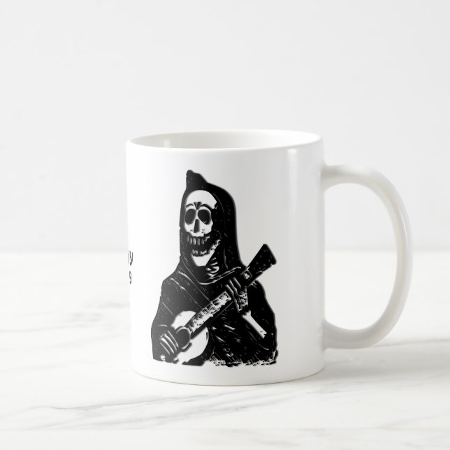 Skeleton Guitar Player Custom Name Mug (Right)