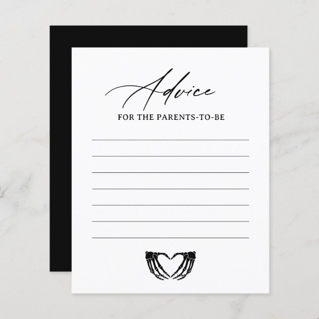 Skeleton Halloween Baby Shower Advice Card (Front/Back)