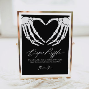 Skeleton Halloween Baby Shower Diaper Raffle Sign