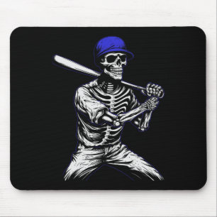 Skeleton Halloween Baseball Player Mouse Pad