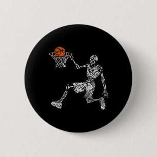 Skeleton Halloween Basketball Player Basketballer 6 Cm Round Badge