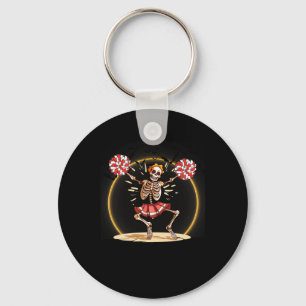 Skeleton Halloween Cheer Skeleton Cheerleader Key Ring