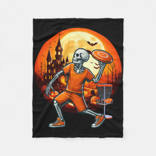 Skeleton Halloween Costume Disc Golf Player Sport  Fleece Blanket